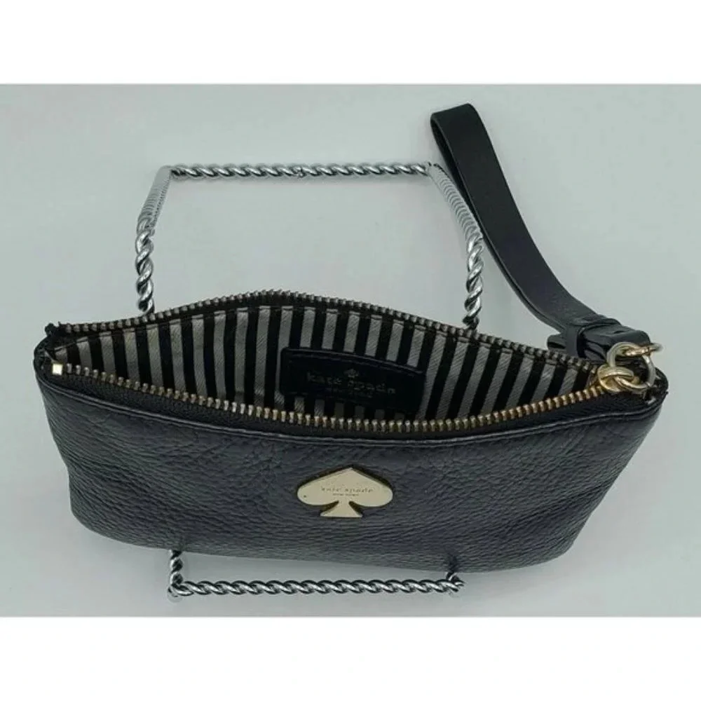 Kate Spade Black Pebble Leather Small Zip Wristlet